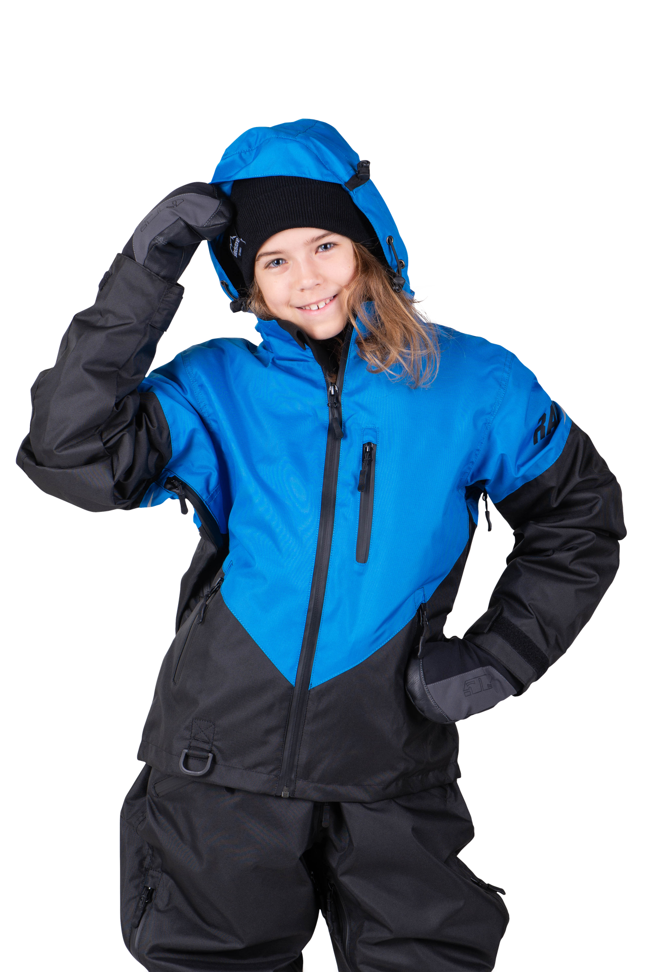 Kurtka na Skuter Śnieżny Dziecięca Raven Boondocker Czarny/NiebieskiL