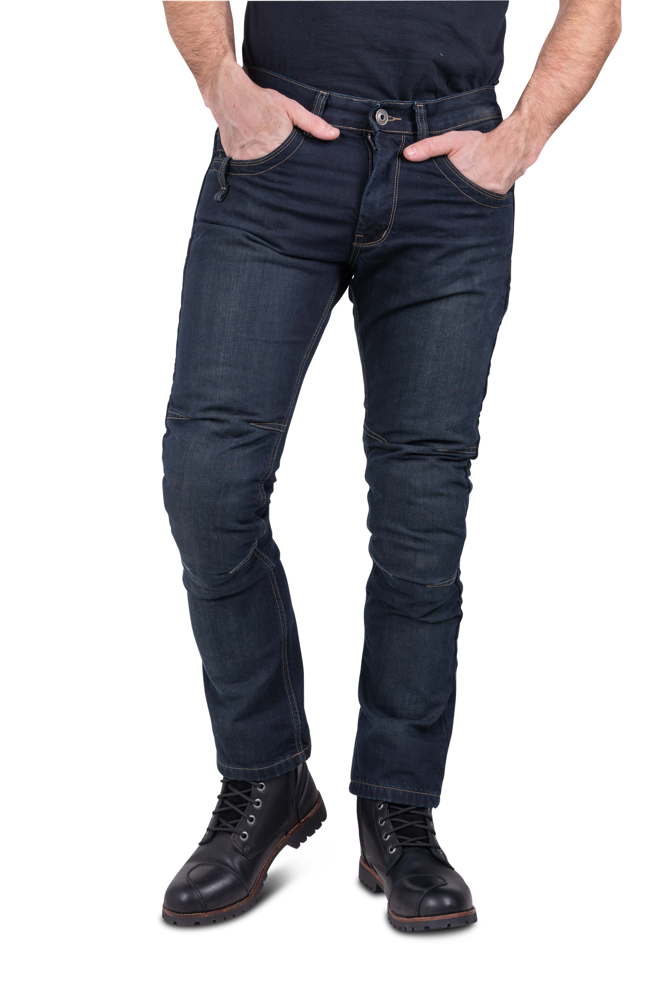 Jeansy Motocyklowe Course Drift Straight/Regular Wzmocnione Aramidem CiemnoniebieskiW38 x L36