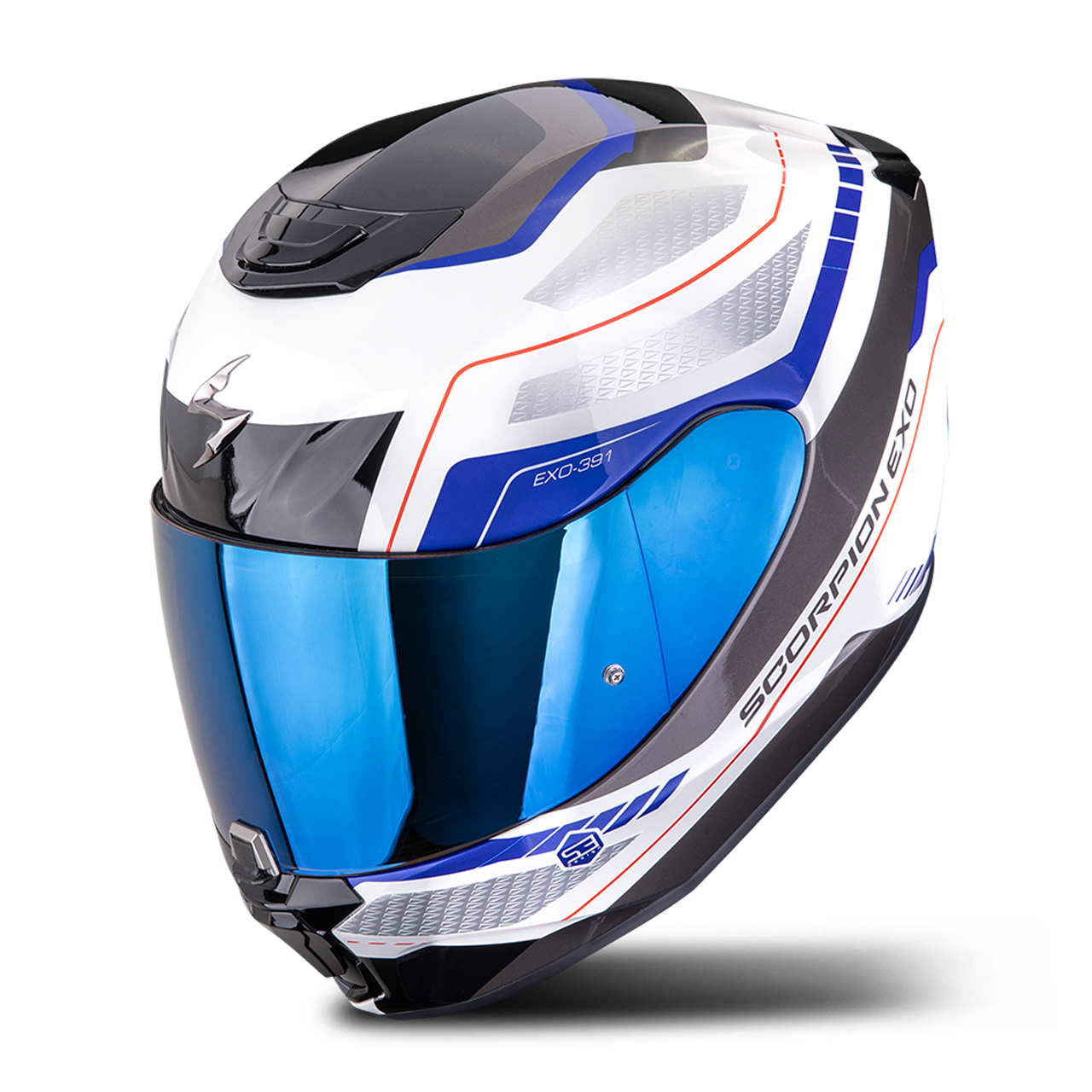 Kask Integralny Scorpion EXO-391 Leo Złamany Biały/NiebieskiS