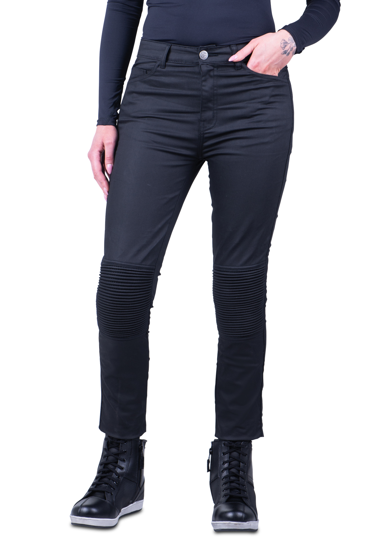 Jeansy Motocyklowe Course Cara Skinny Damskie CzarnyW28 x L32