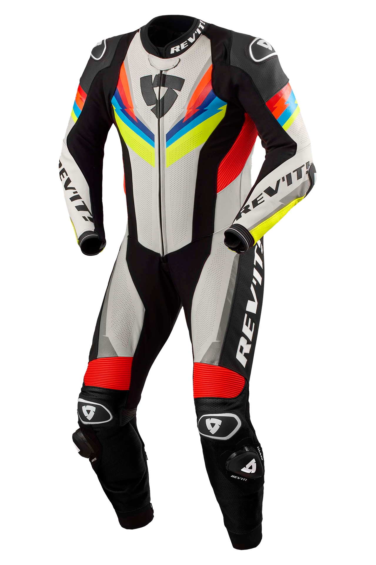 Skórzany Kombinezon Jednoczęściowy REV'IT! Quantum 3 Jasnoszary/Neonowy Żółty50