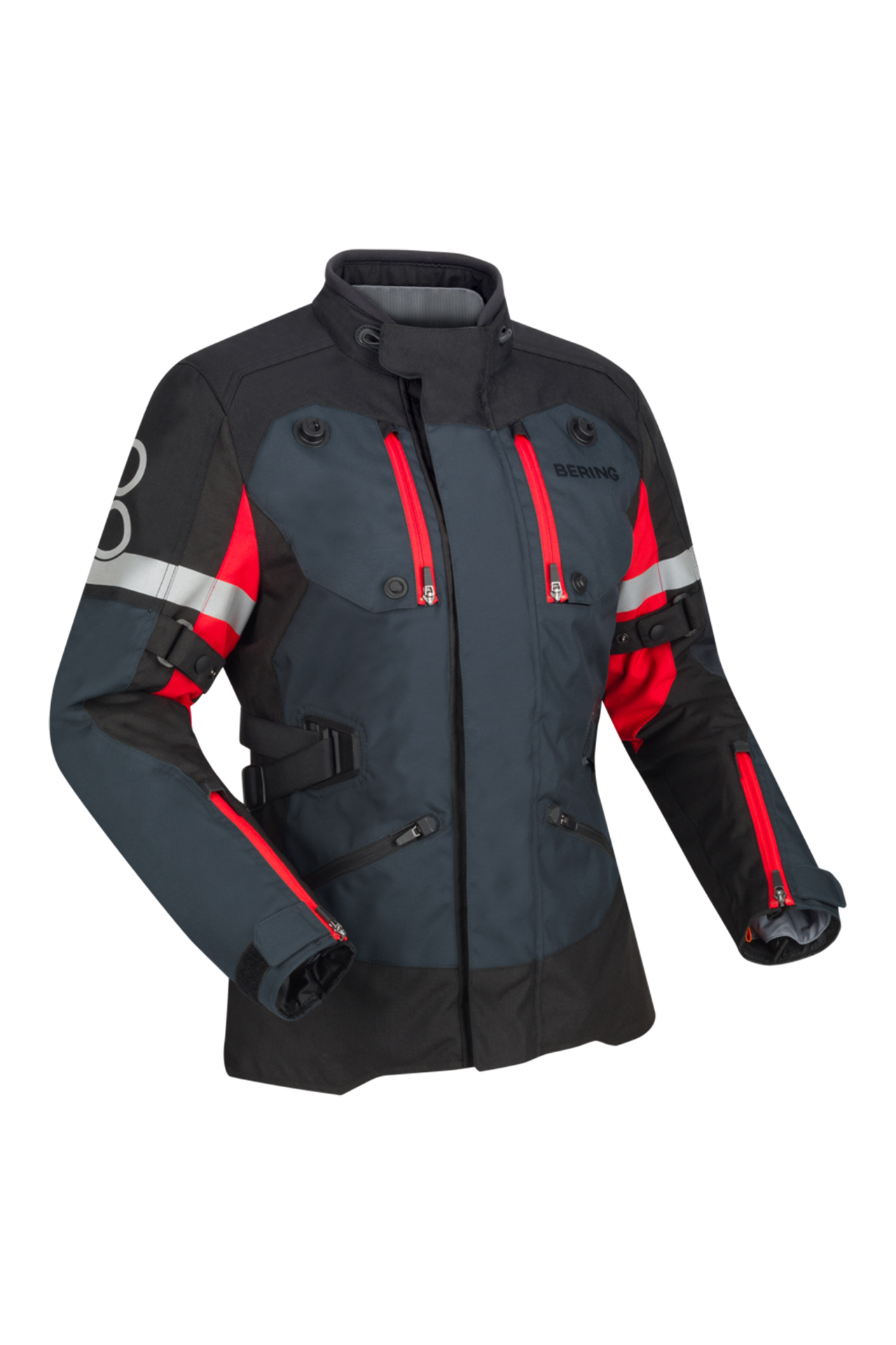 Kurtka Motocyklowa Bering Halifax Damska Czarny/Antracyt/Czerwony38