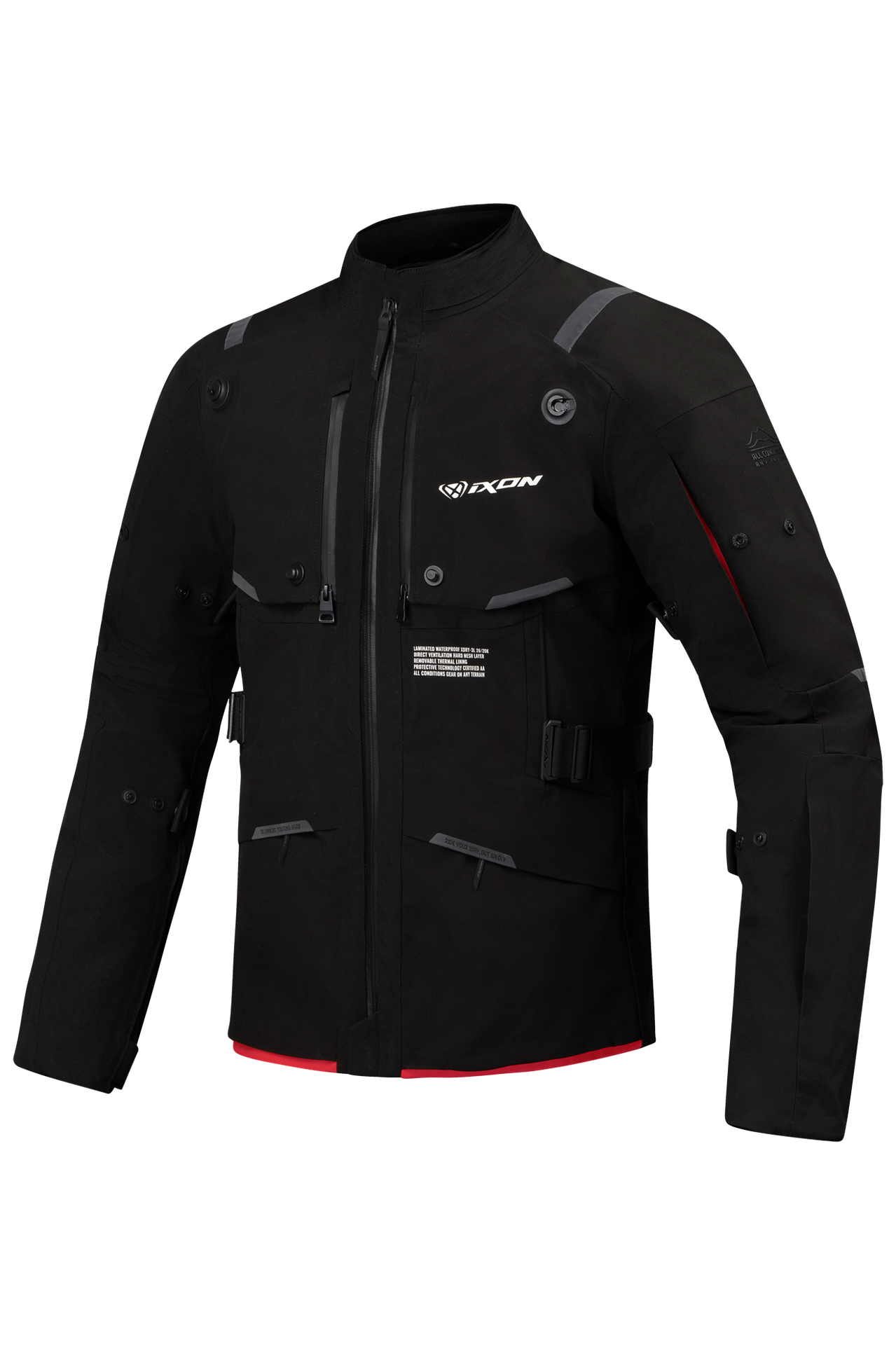 Kurtka Motocyklowa Ixon M-Skeid Czarny/JasnoczerwonyM