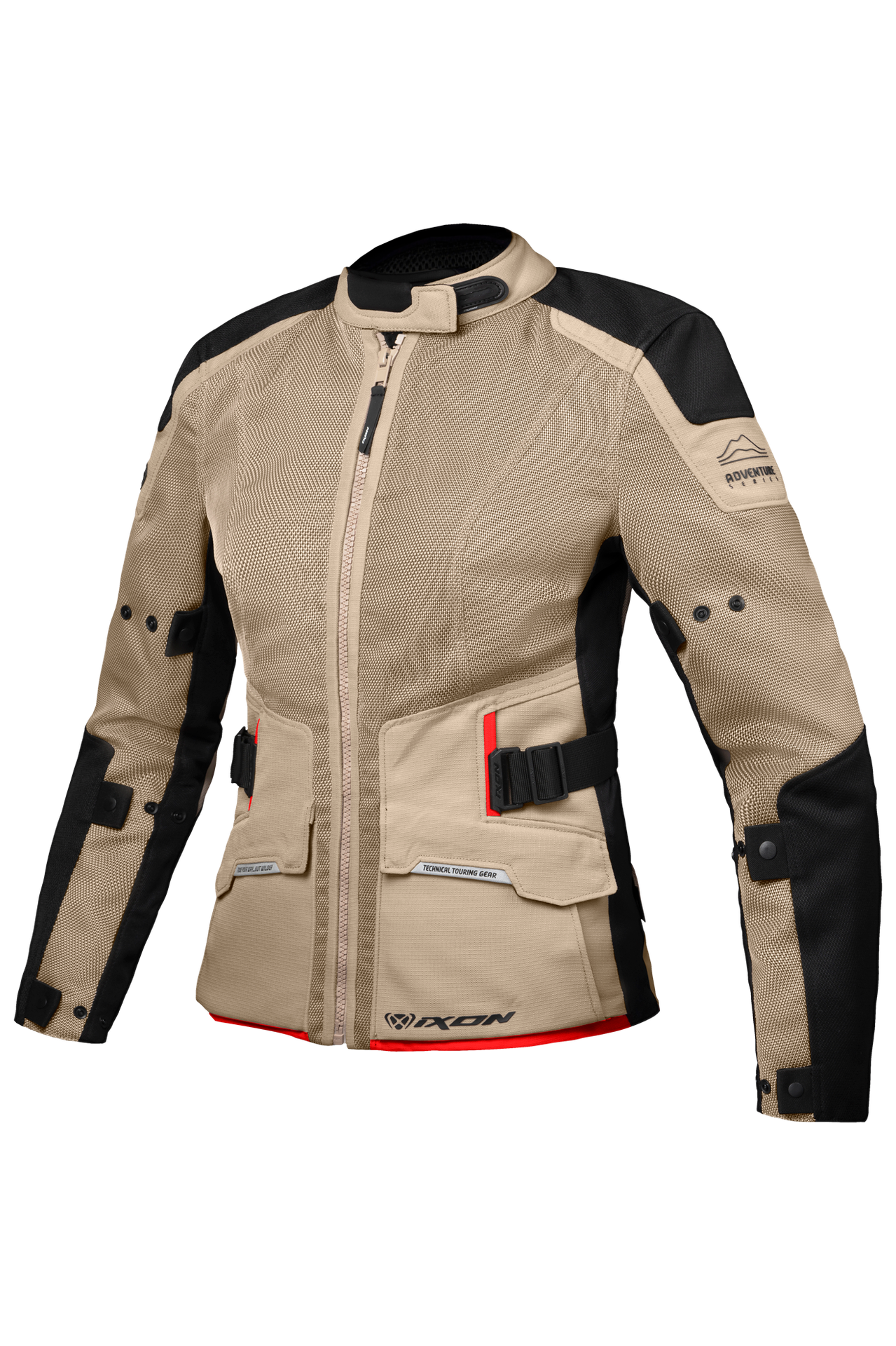 Kurtka Motocyklowa Ixon M-NJORD Damska Piaskowy/Czarny/Czerwony3XL