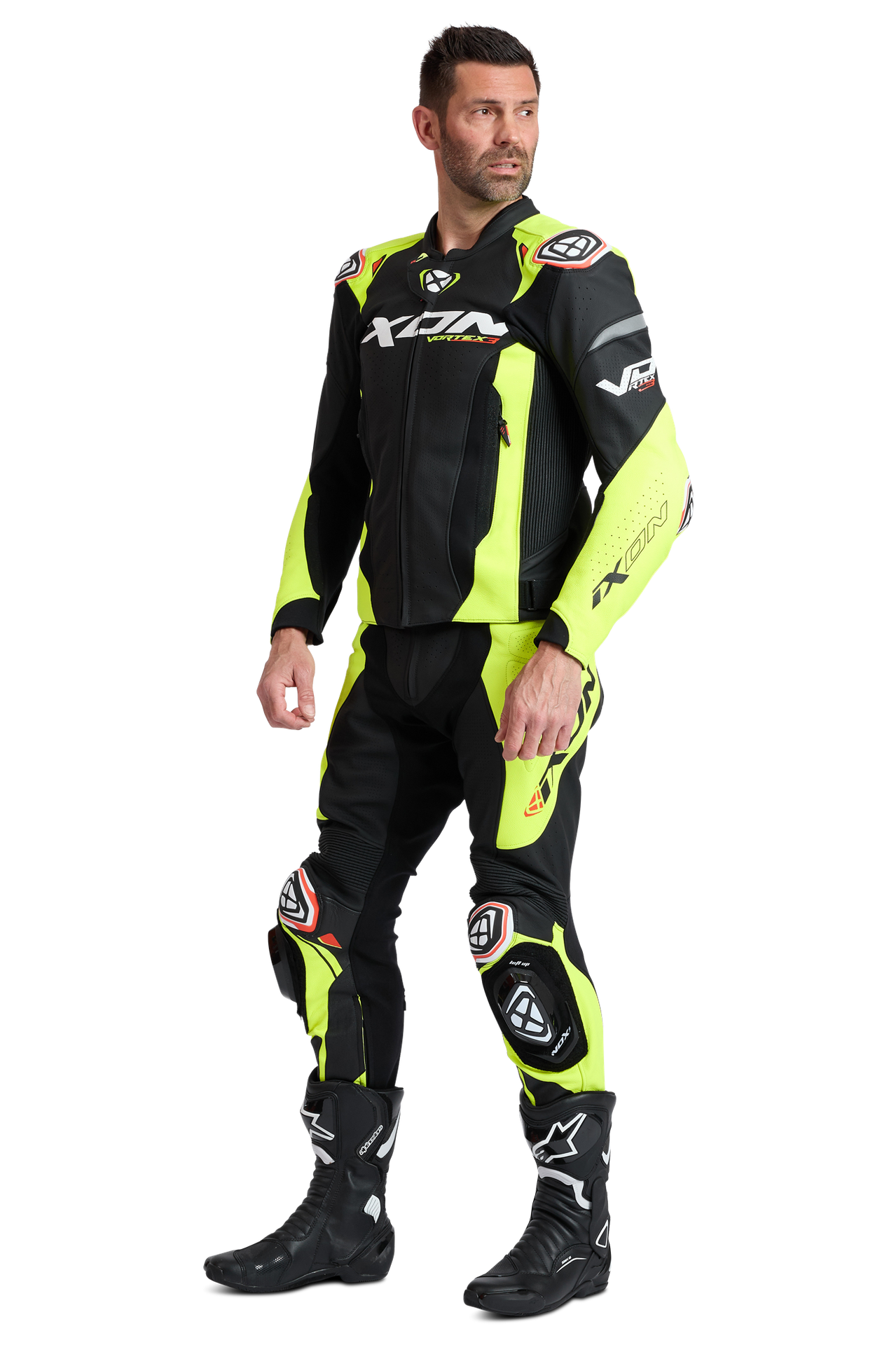 Spodnie Motocyklowe Ixon Vortex 3 PT Czarny/Neonowy ŻółtyXXL