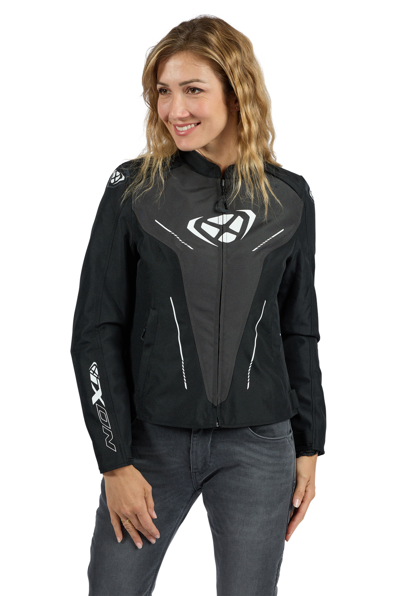 Kurtka Motocyklowa Ixon Prodigy Damska Czarny/Antracytowy/Złamany BiałyL