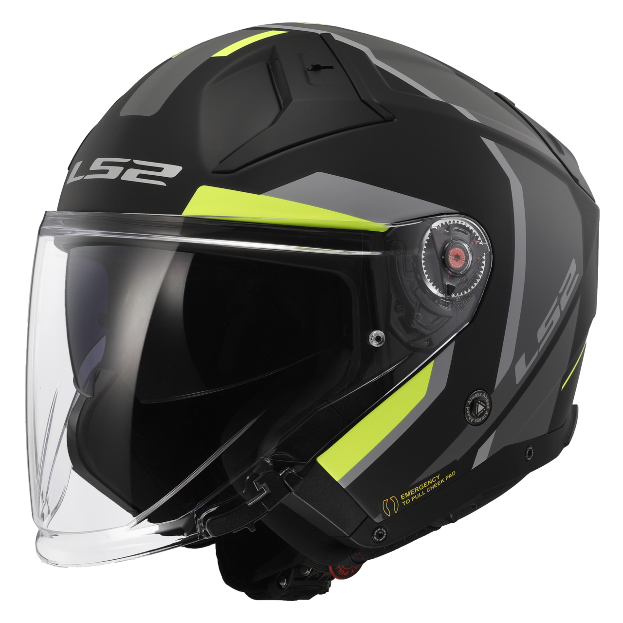 Kask Otwarty LS2 OF603 Infinity II Matowy Czarny/Żółty Hi-VisS