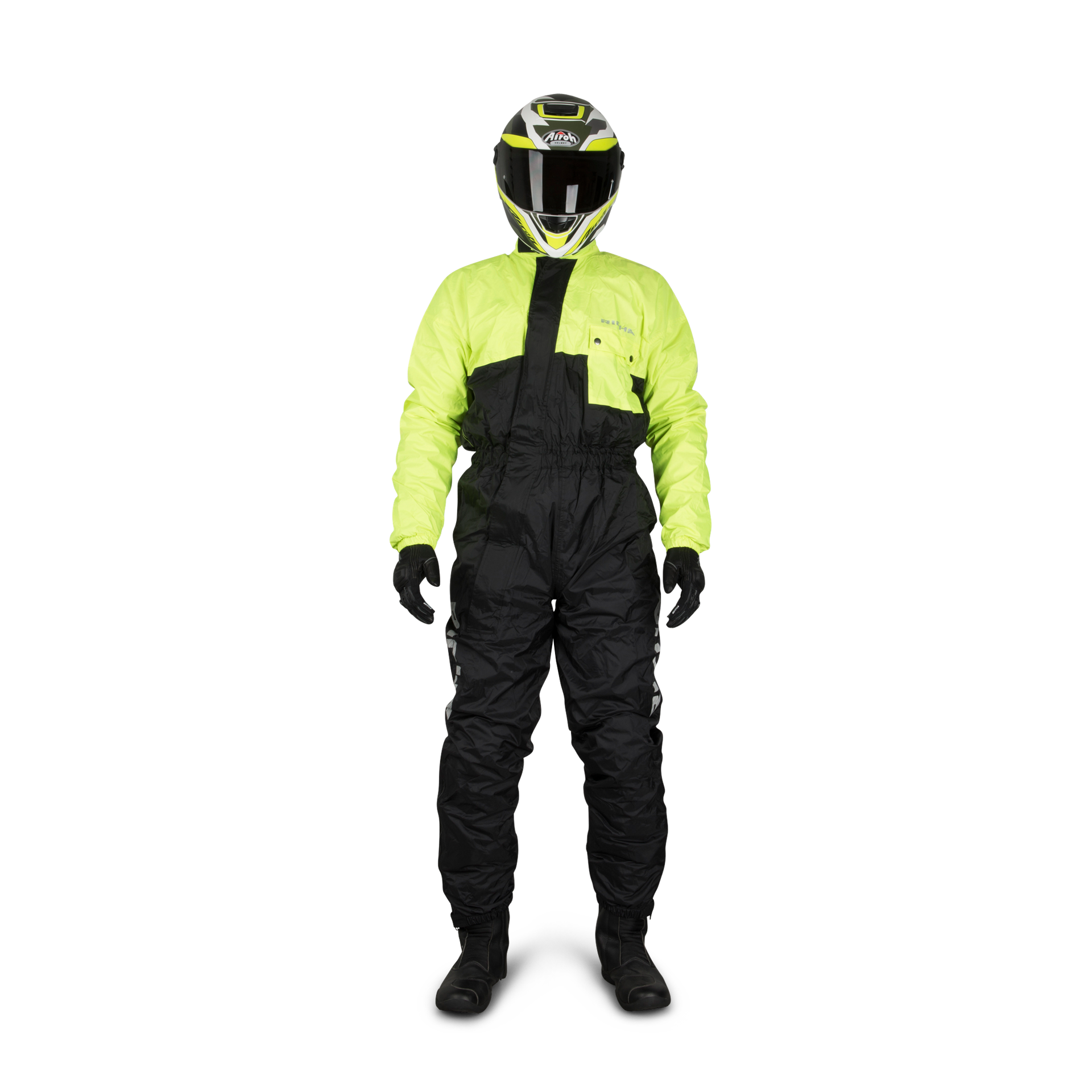 Kombinezon Przeciwdeszczowy Richa Simple Raincombi Czarny/Fluorescencyjny żółty4XL