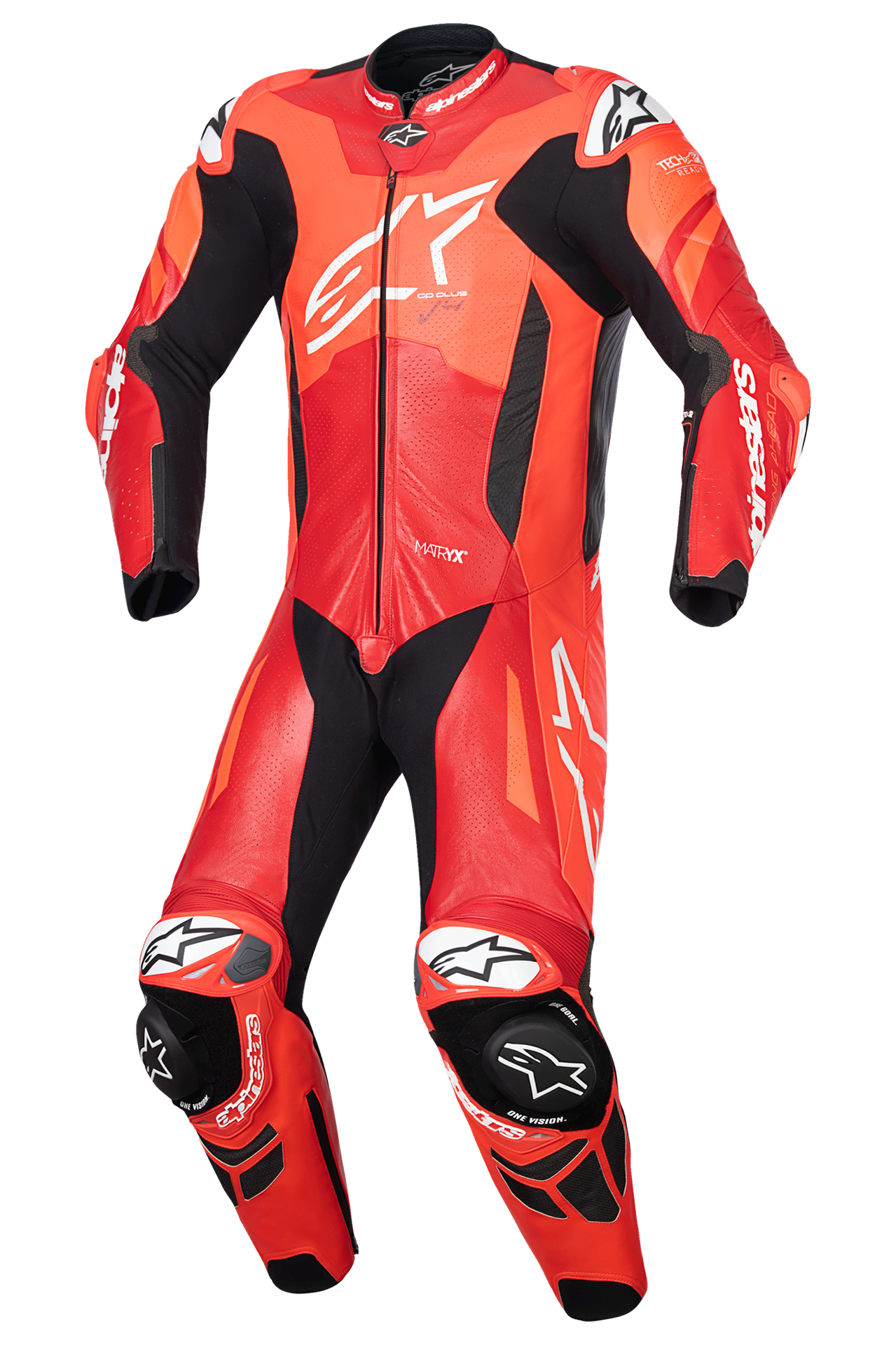 Jednoczęściowy Kombinezon Skórzany Alpinestars GP Plus V4 Sprint Fluorescencyjny Czerwony/Złamany Biały54