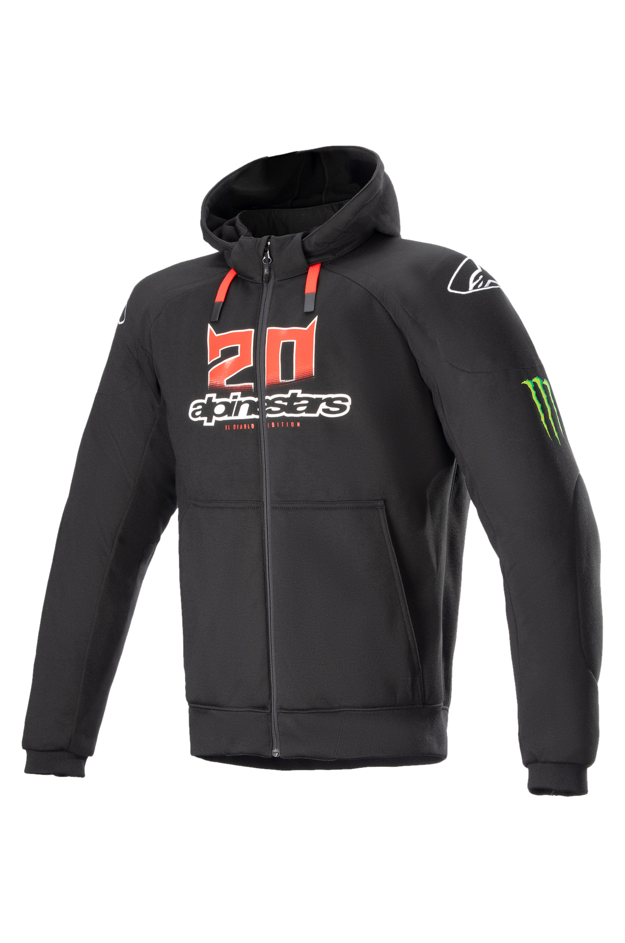 Bluza z Kapturem Alpinestars FQ20 Chrome Ignition Monster Czarny/Złamany Biały/JasnoczerwonyXXL