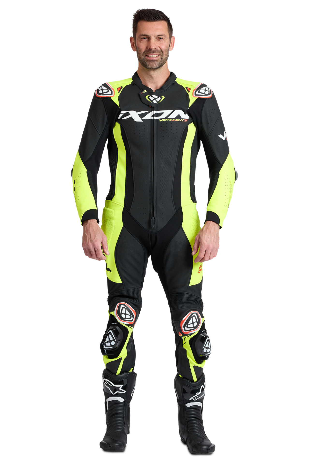 Kombinezon Skórzany Ixon Vortex 3 Czarny/Neonowy Żółty3XL