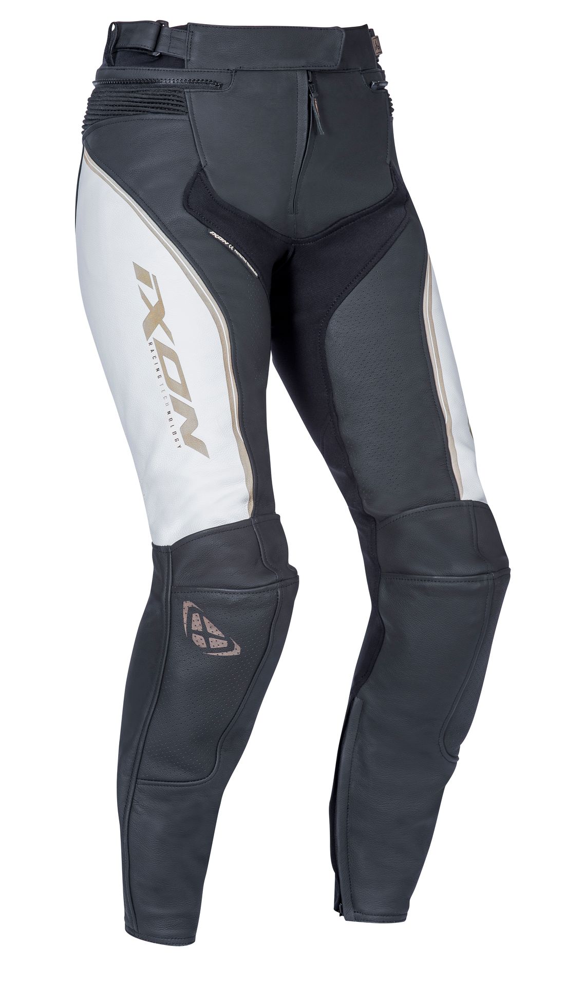 Spodnie Motocyklowe Ixon Trinity Damskie Złamany Biały/Czarny/ZłotyS
