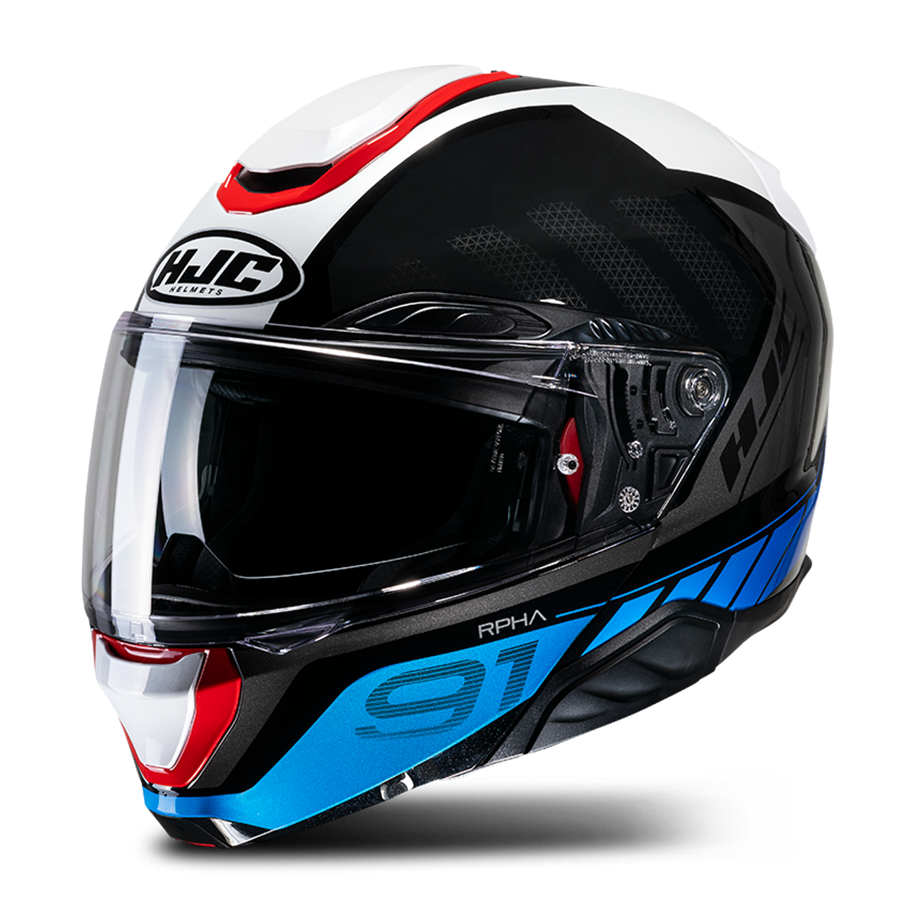 Kask Szczękowy HJC RPHA 91 Rafino Złamany Biały/Czarny/NiebieskiM
