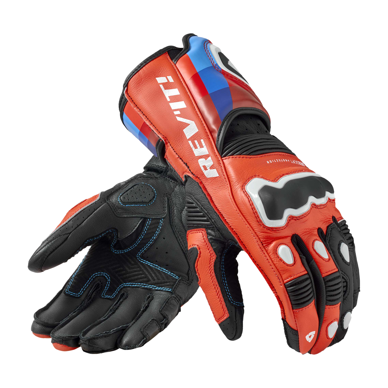 Rękawice Motocyklowe REV'IT! Quantum 3 Neonowy Czerwony/NiebieskiS