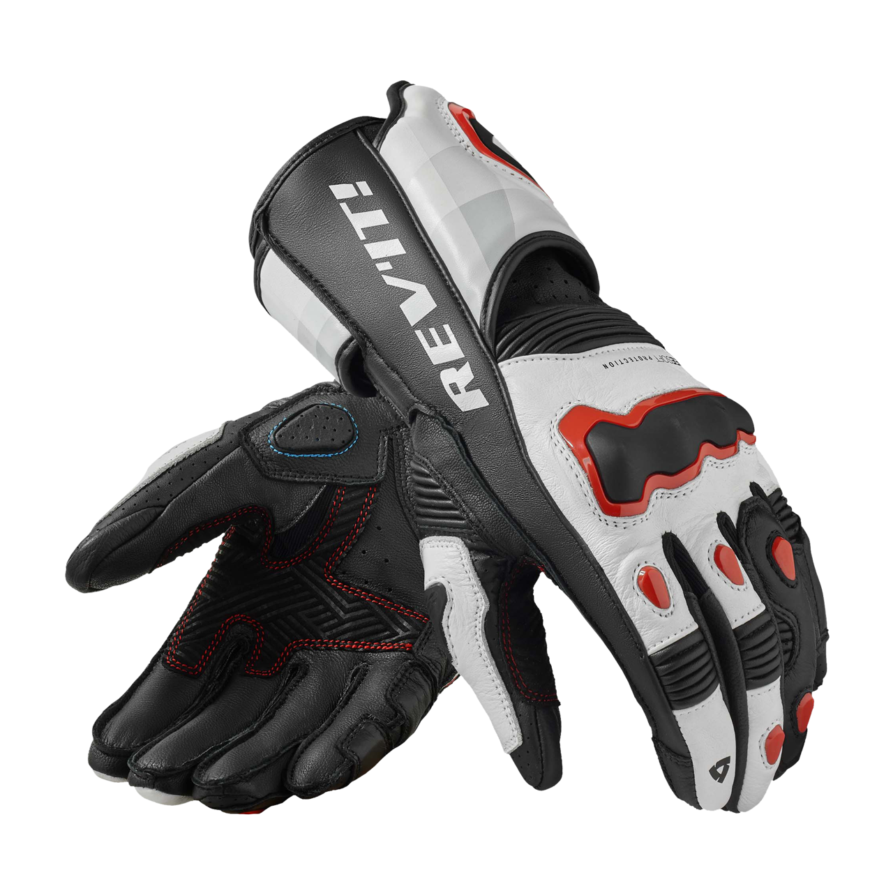 Rękawice Motocyklowe REV'IT! Quantum 3 Złamany Biały/Neonowy CzerwonyM
