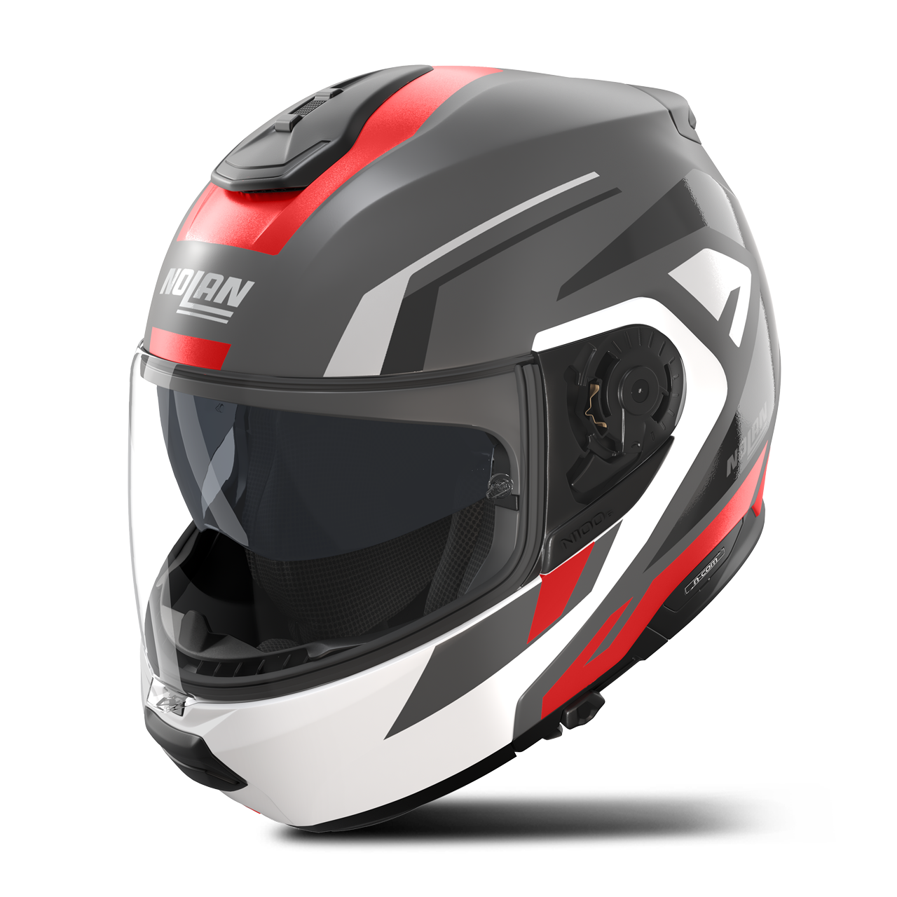 Kask Szczękowy Nolan N100-6 Cinetico Szary Lava/Biały/Czerwony MatowyM