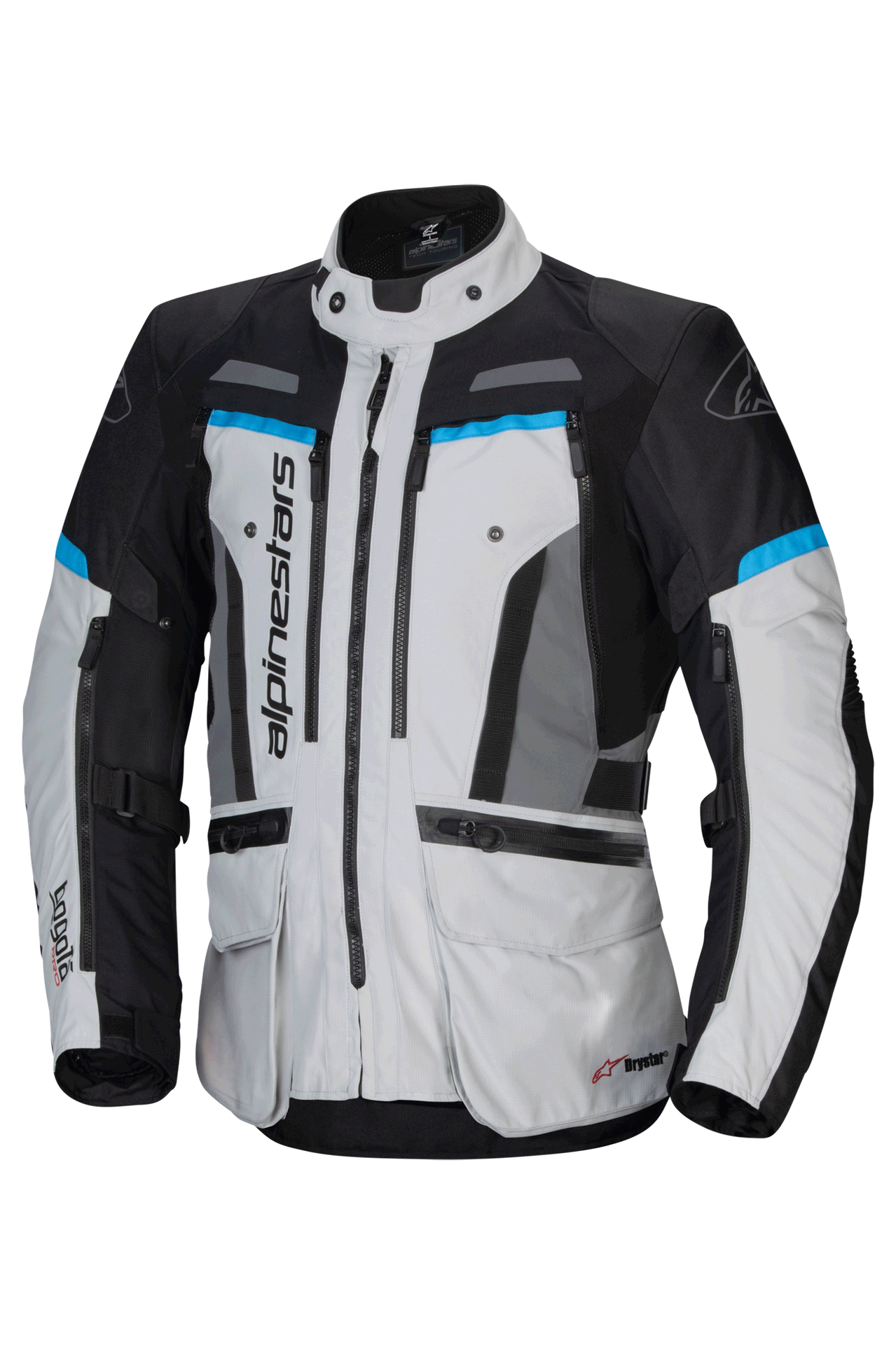 Kurtka Motocyklowa Alpinestars Bogota' Pro Drystar Szary lodowy/Czarny/Cyjan4XL