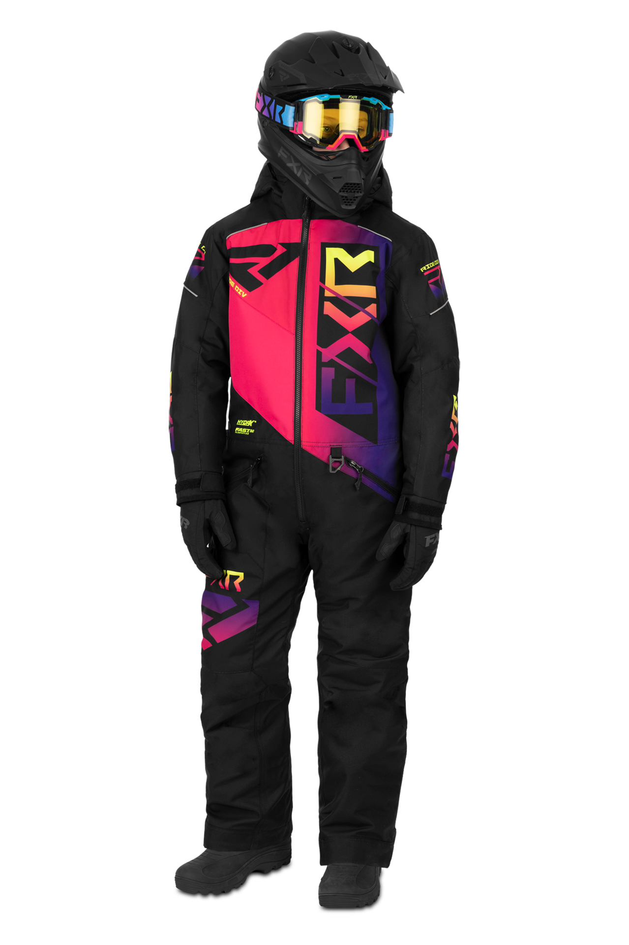 Kombinezon Jednoczęściowy FXR Helium Dziecięcy Czarno/Neonowa fuzja12