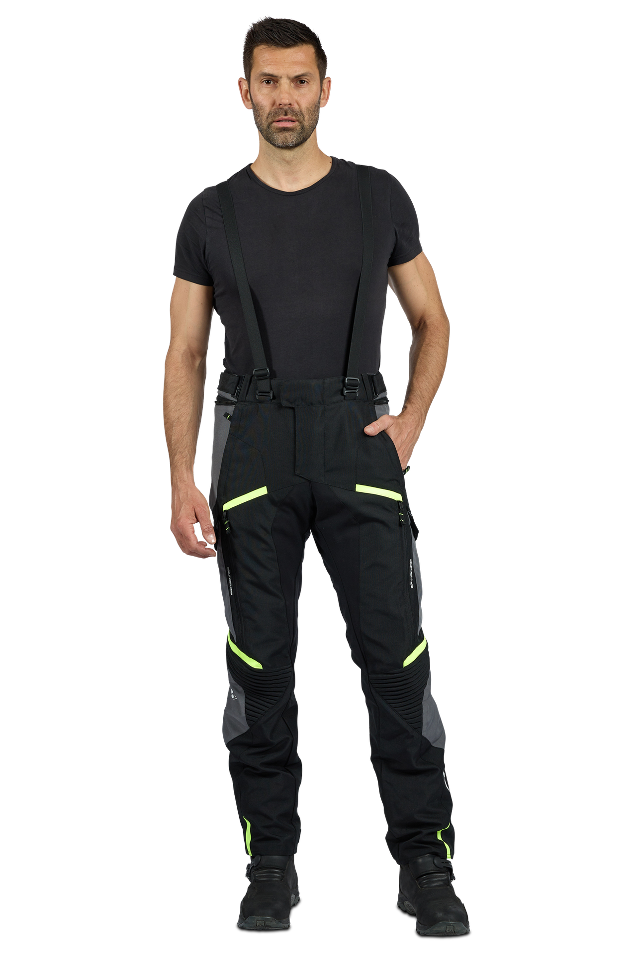 Spodnie Motocyklowe Ixon Midgard Czarny/Szary/Jasnożółty4XL