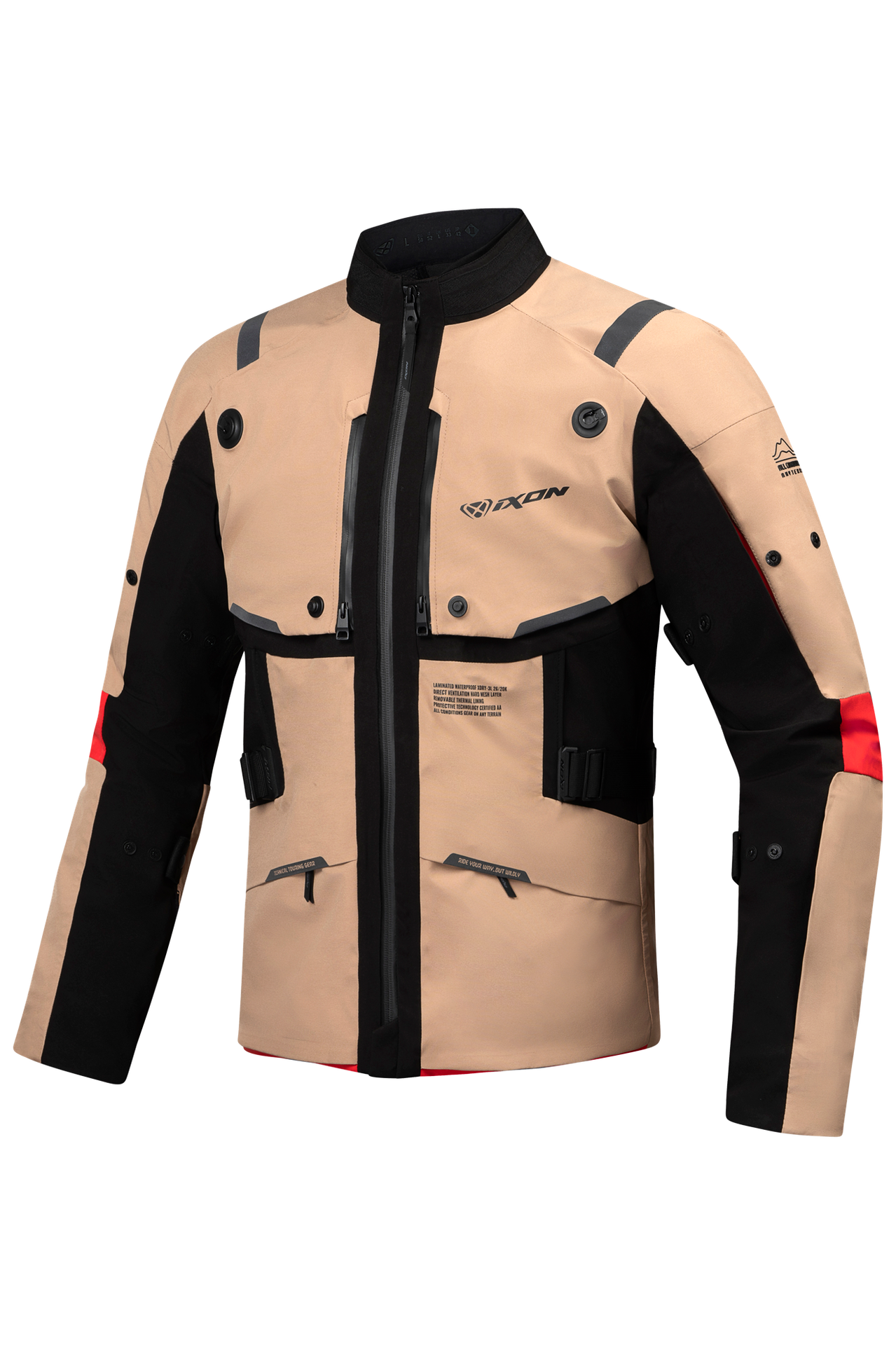 Kurtka Motocyklowa Ixon M-Skeid Piaskowy/Czarny/Czerwony3XL