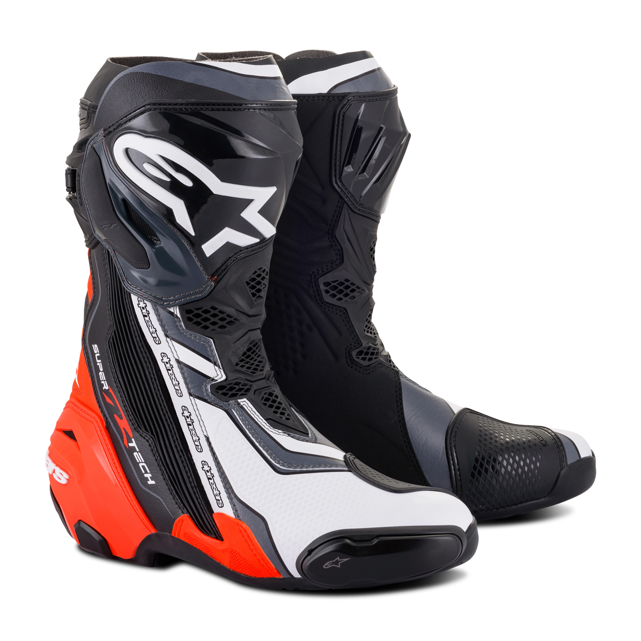 Buty Motocyklowe Alpinestars Supertech R Czarny/Fluorescencyjny Czerwony/Złamany Biały/Szary46