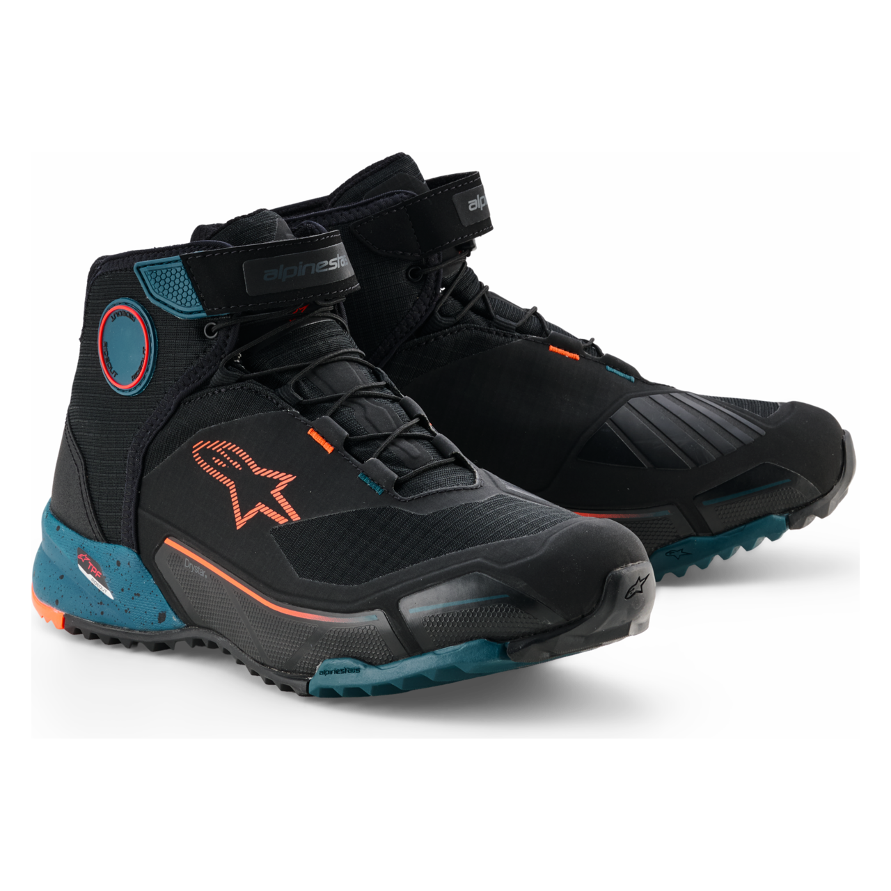 Buty Motocyklowe Alpinestars CR-X Drystar Riding Czarny/Petrol/Fluorescencyjny Pomarańczowy41