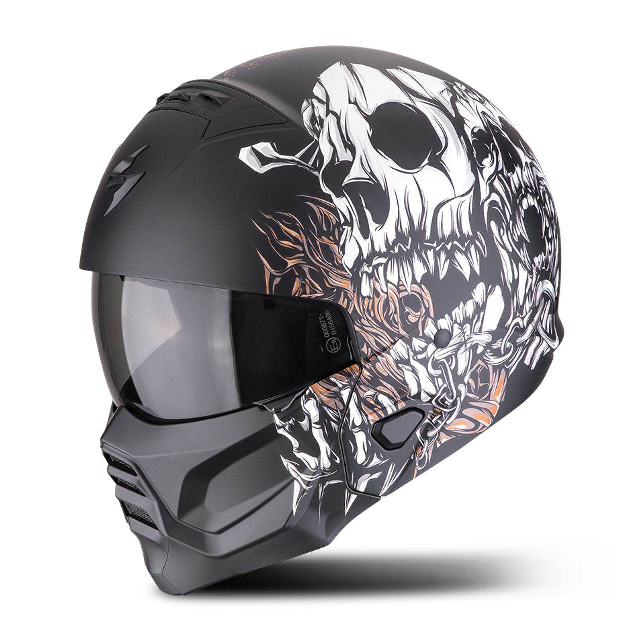 Kask Szczękowy Scorpion EXO-Combat II Genesis Matowy Czarny/Biały/ZłotyM