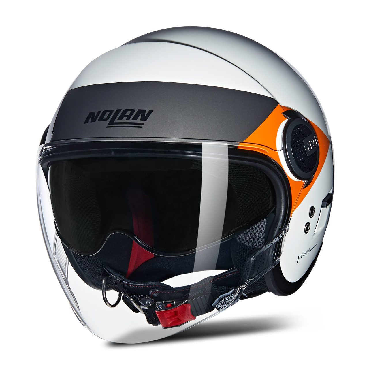 Kask Otwarty Nolan N21 Visor Złamany Biały/Czarny/PomarańczowyM