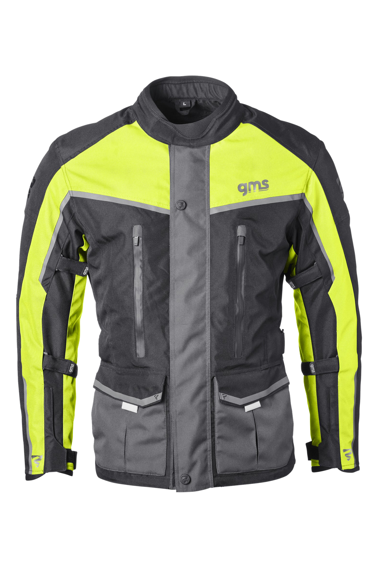 Kurtka Motocyklowa GMS Twister Neo WP Czarny/Fluorescencyjny żółtyXXL