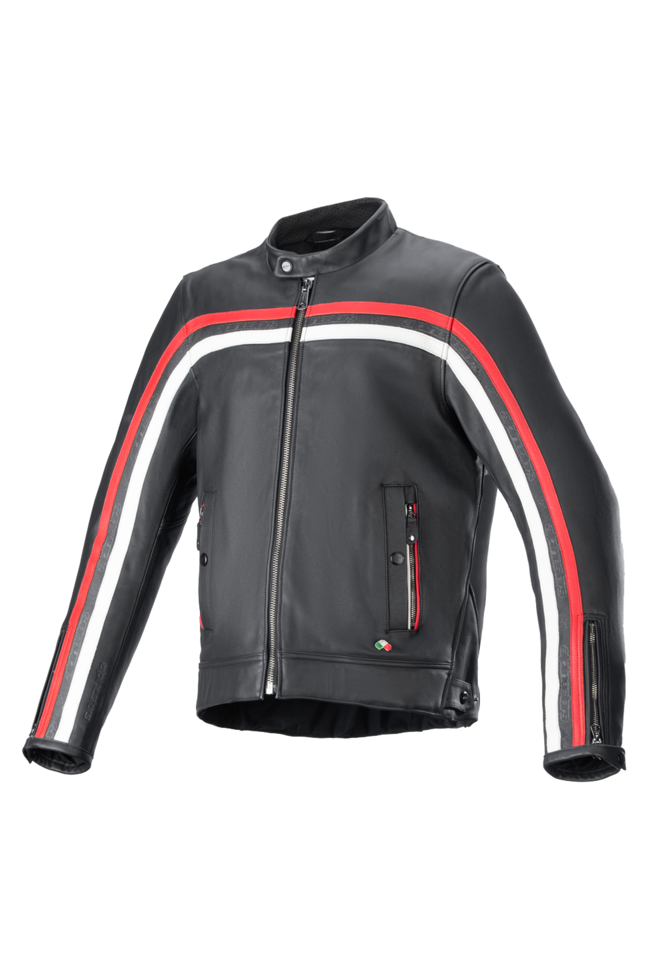 Kurtka Skórzana Alpinestars Dyno Czarny/Rubinowo-Czerwony/EcruXXL