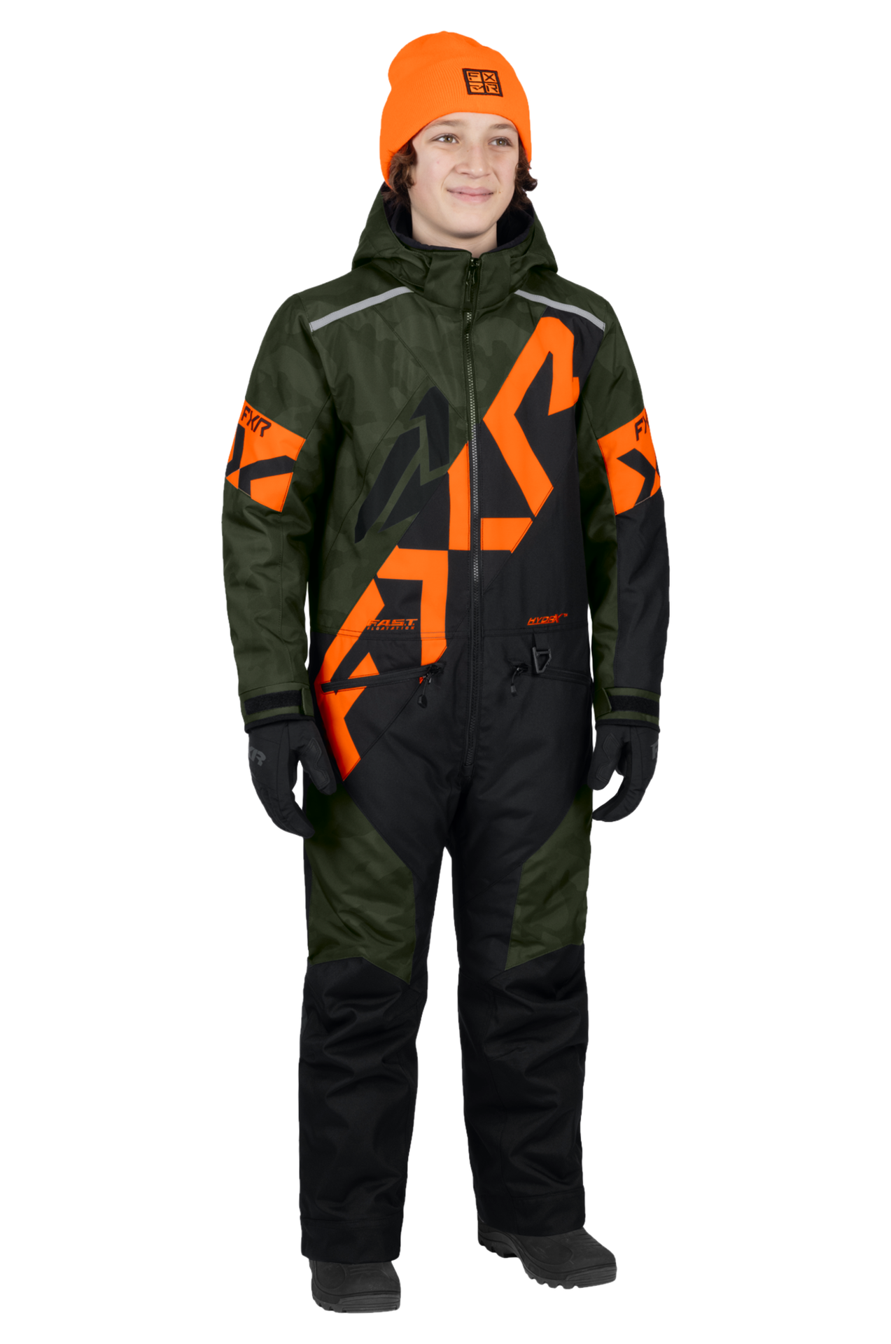 Kombinezon Jednoczęściowy FXR Cold Cross CX 26 Młodzieżowy Wojskowy Moro/Pomarańczowy10