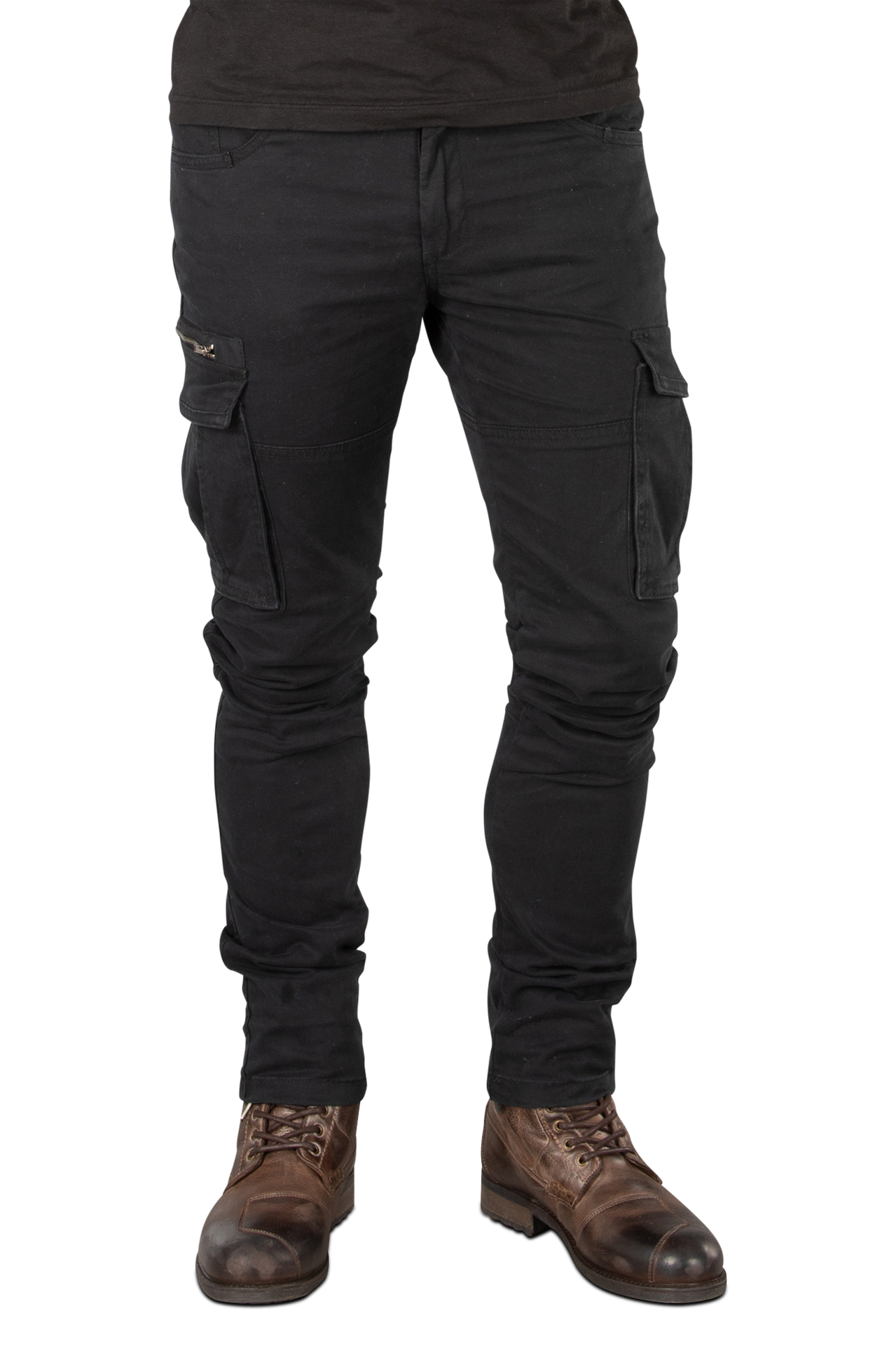 Spodnie Motocyklowe Cargo Course Caféman Tapered Fit Wzmocnione Aramidem CzarnyW34 x L32
