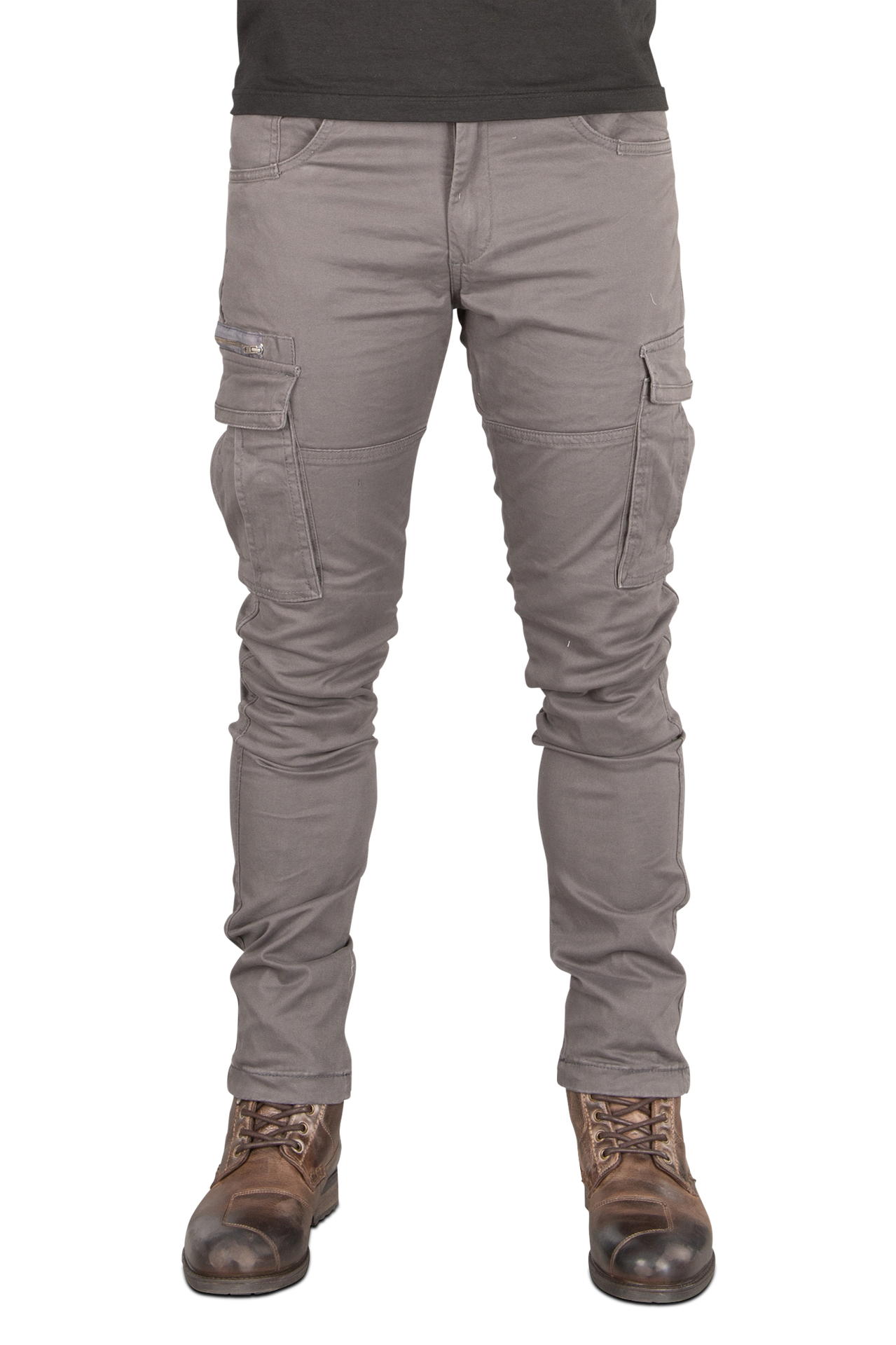 Spodnie Motocyklowe Cargo Course Caféman Tapered Fit Wzmocnione Aramidem SzaryW34 x L36