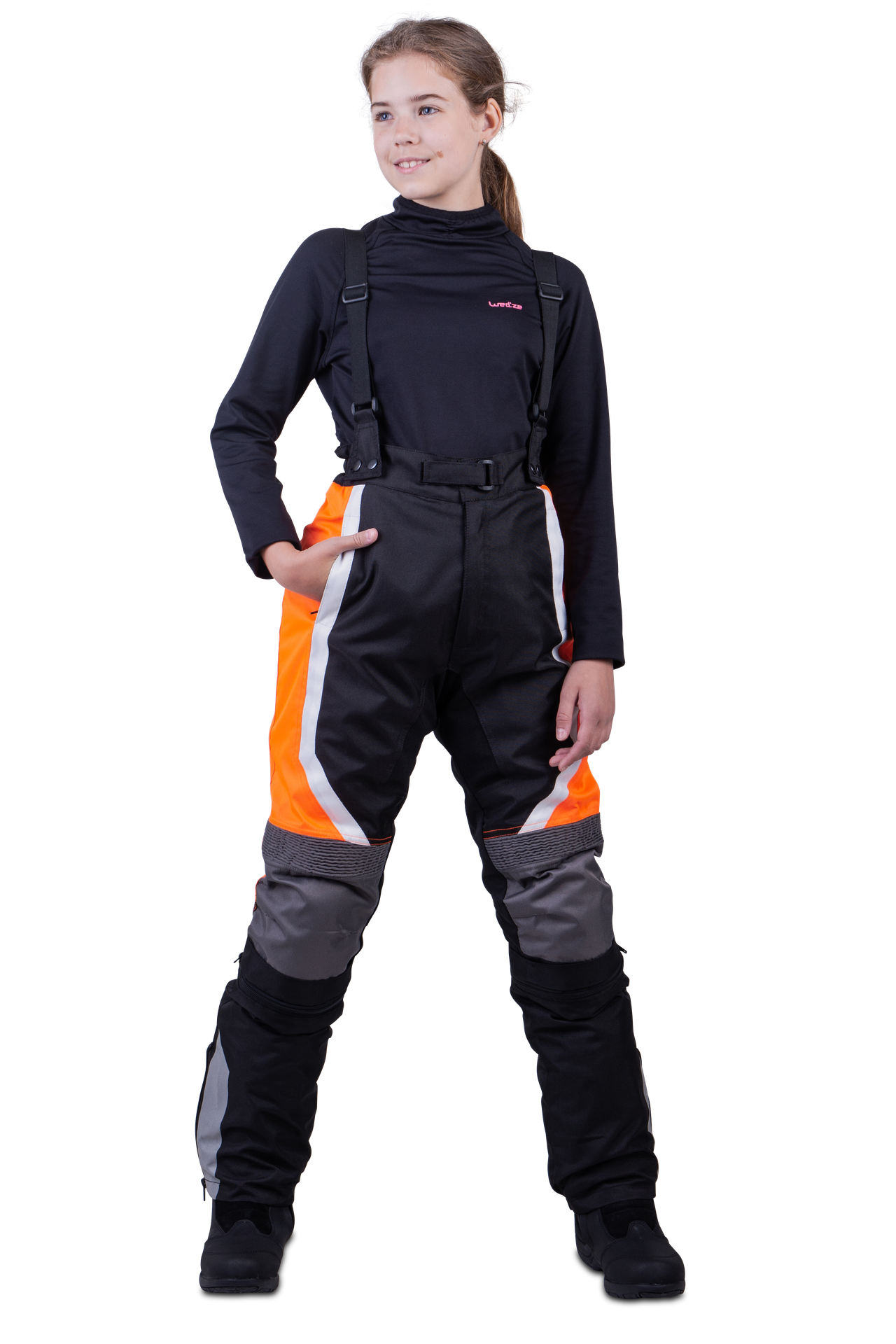 Spodnie Motocyklowe Course Two Seasons 2.0 Dziecięce Czarny/Pomarańczowy110