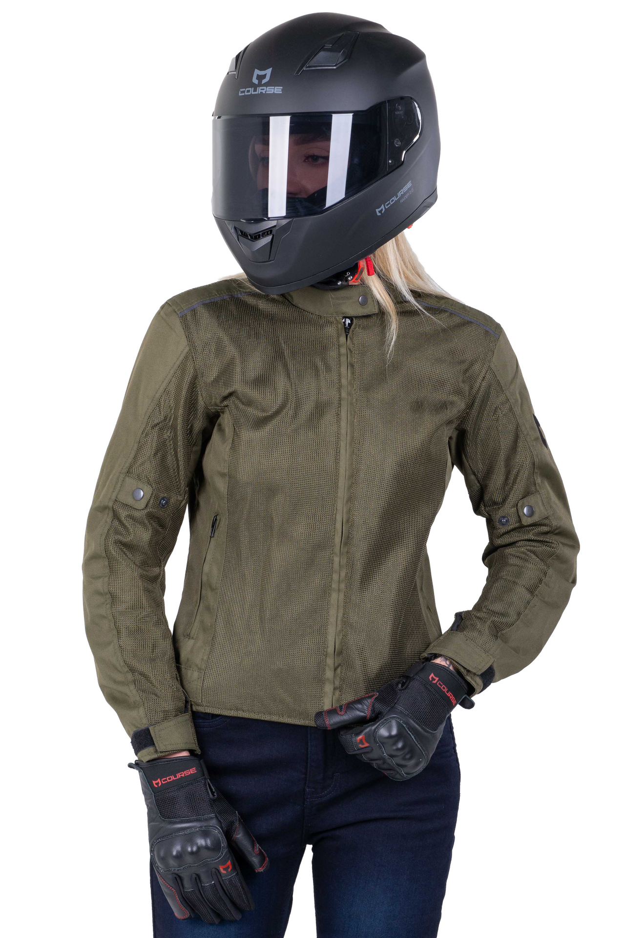 Kurtka Motocyklowa Course Vento Mesh Damska OliwkowyL