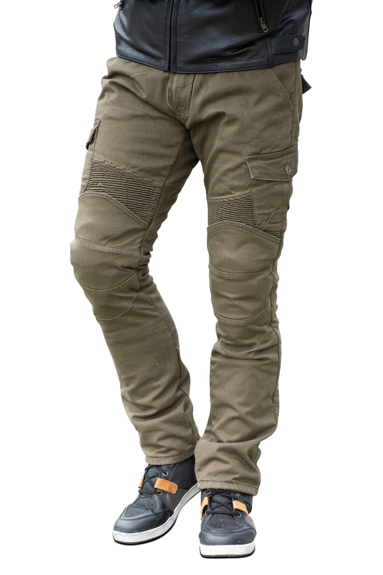 Spodnie Motocyklowe Cargo Course Wasteland Tapered Fit Wzmocnione Aramidem OliwkowyW32 x L32