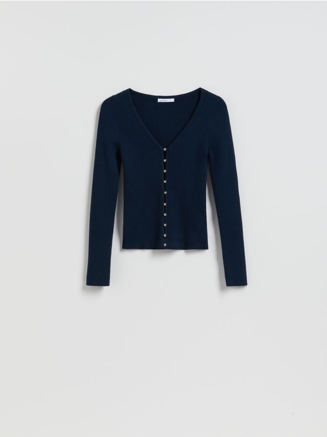 Reserved - Kardigan z dodatkiem wiskozy - granatowy