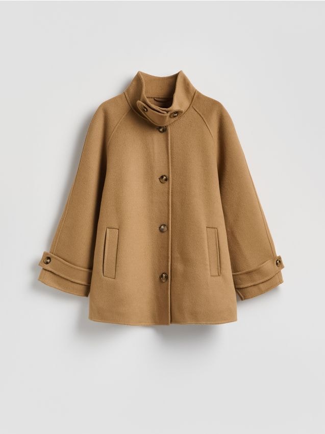 Reserved - Płaszcz handmade z wełną - beżowy