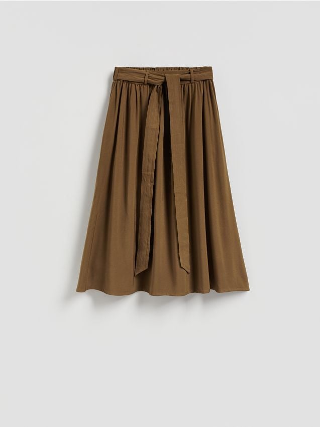 Reserved - Spódnica z wiskozą - oliwkowy