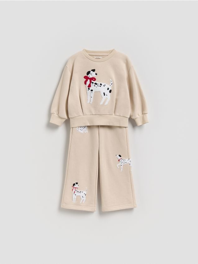 Reserved - Komplet z aplikacją - kremowy