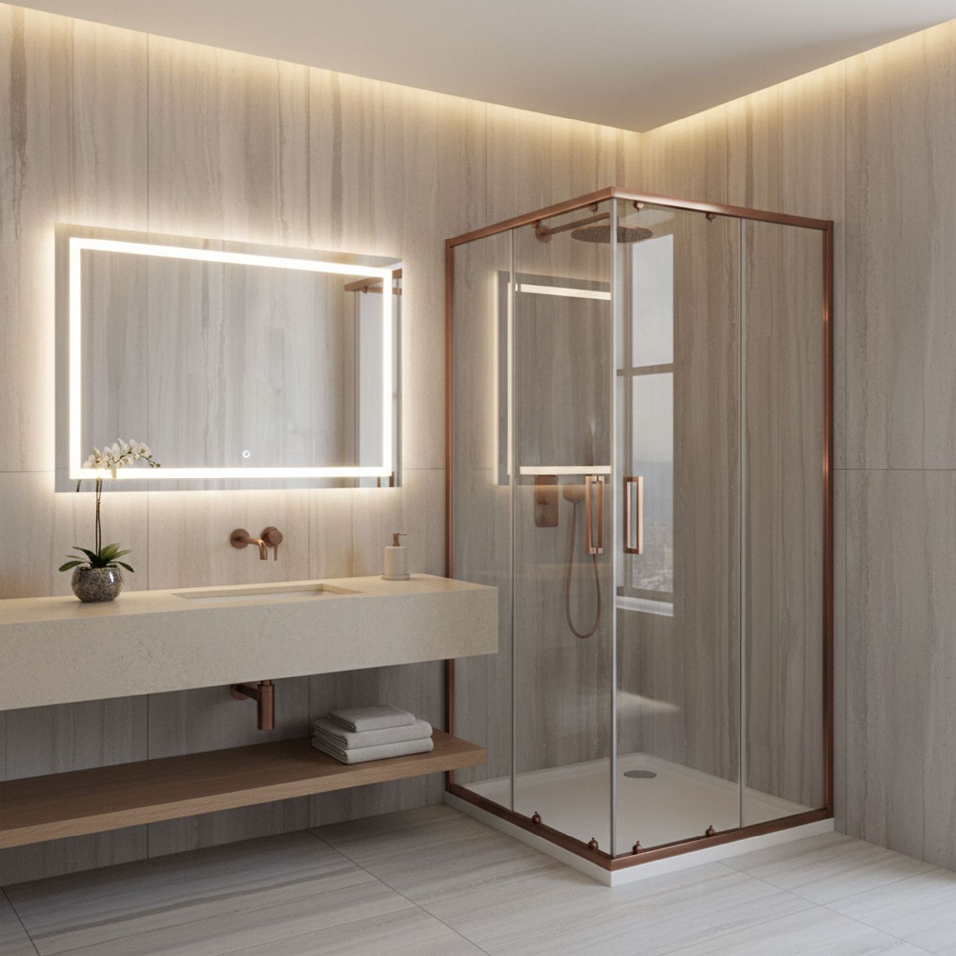 Rea Kabina prysznicowa City 90x90 Miedź Szczotkowana