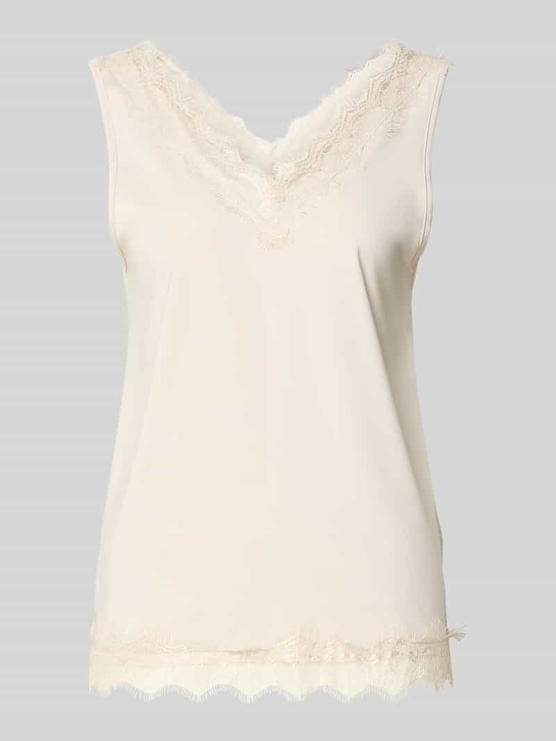 Top na ramiączkach z satyny z obszyciem koronką model ‘Bicco’