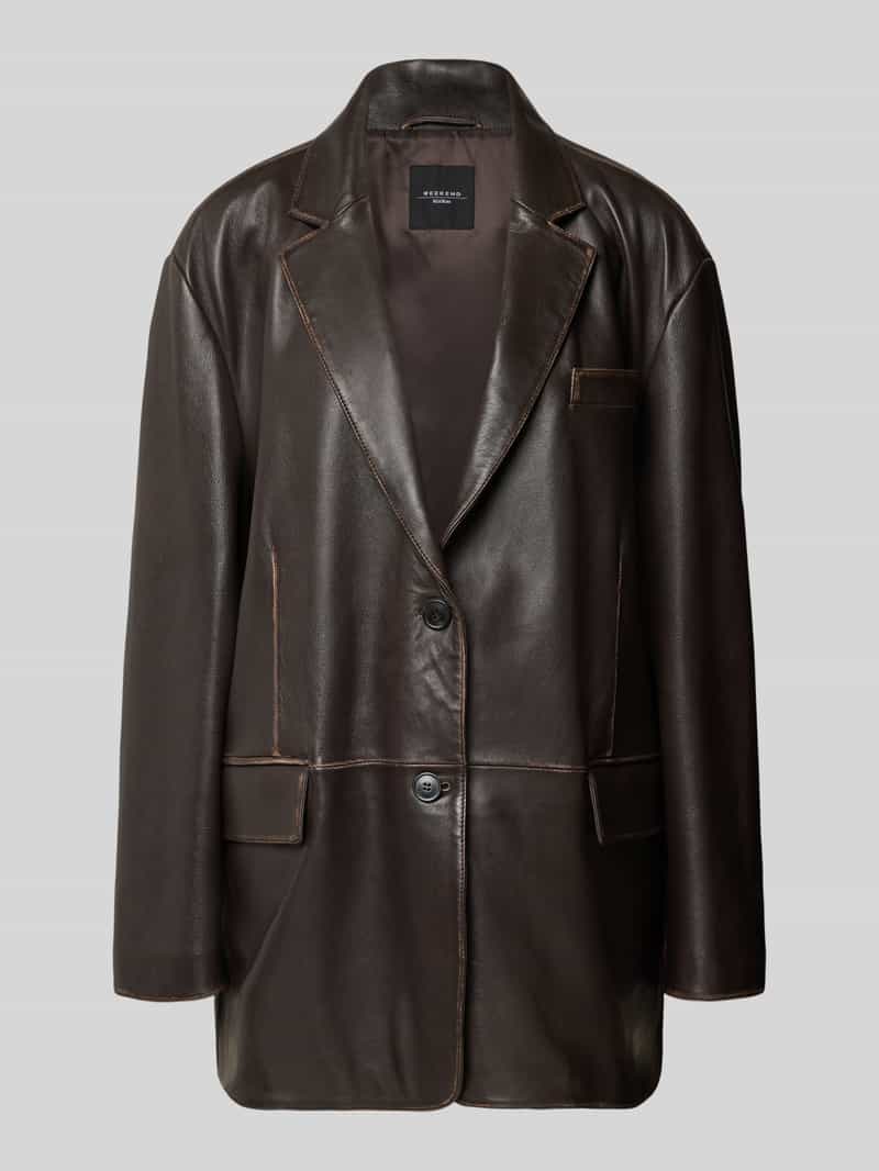 Kurtka skórzana o kroju oversized z naturalnej skóry jagnięcej model ‘PILA’