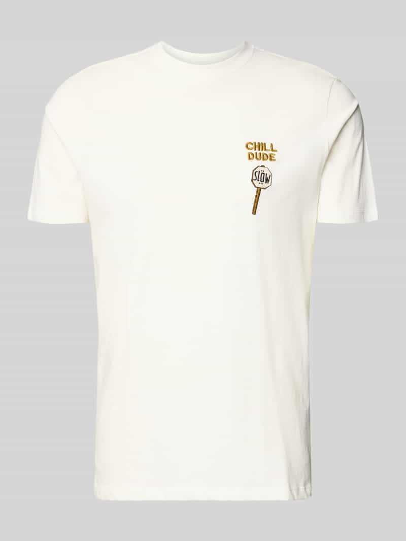 T-shirt o kroju regular fit z wyhaftowanym napisem model ‘Kameron’