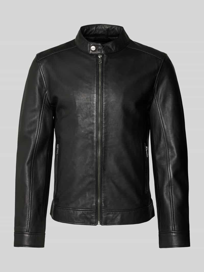 Kurtka skórzana z kieszeniami zapinanymi na zamek błyskawiczny model ‘JORK’