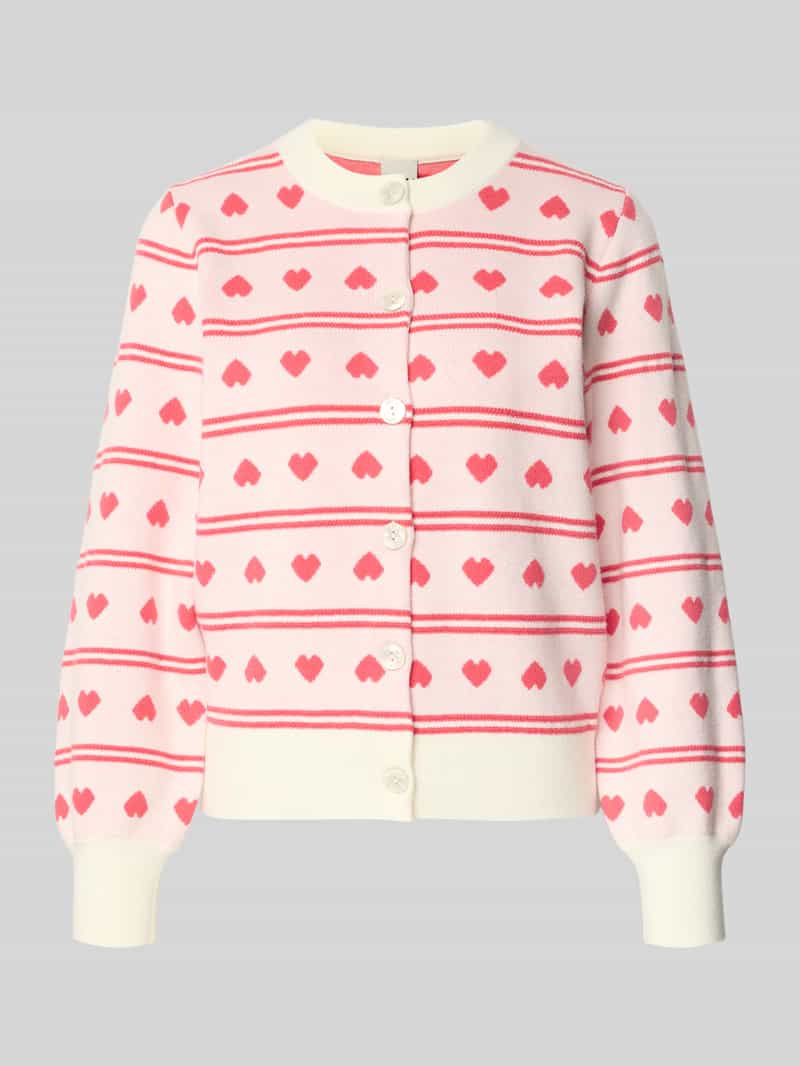 Kardigan o kroju regular fit z wyhaftowanym motywem na całej powierzchni model ‘Brielle’