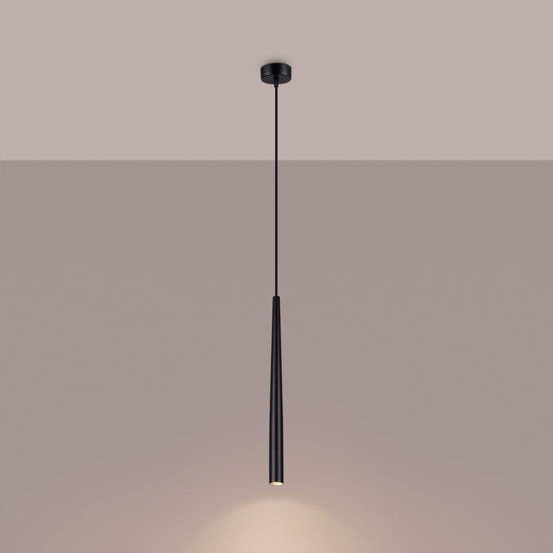 Lampa wisząca EUPHORA 1 czarna LED 3000K - 8x8x118cm Sollux