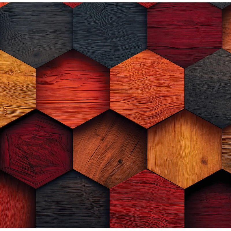 Fototapeta Drewno Imitacja Heksagony 300x210 cm Tapeta Do Sypialni Salonu Kuchni Na Flizelinie