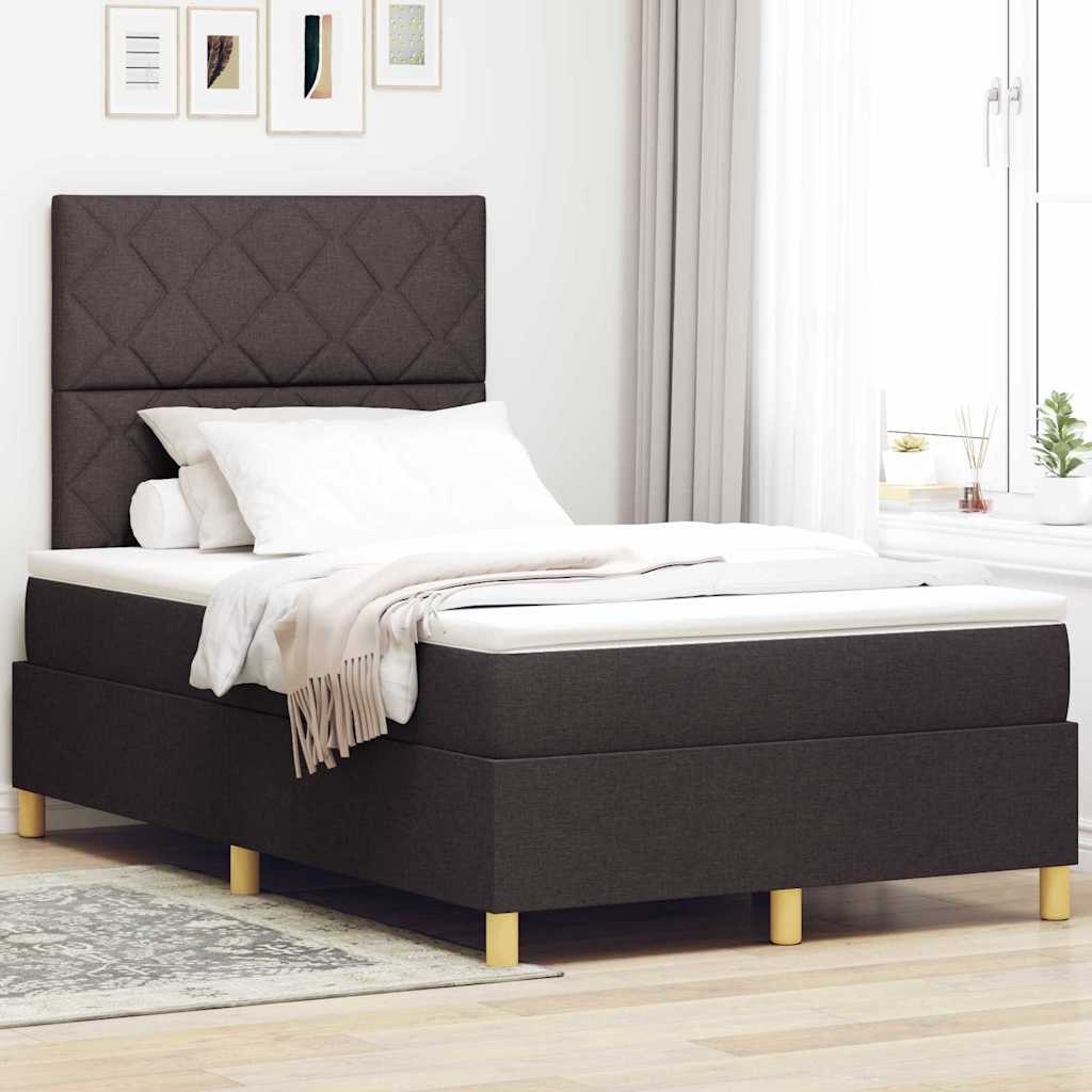 VidaXL Łóżko z sprężyną LED Ciemny brąz 120 x 200 cm tkanina