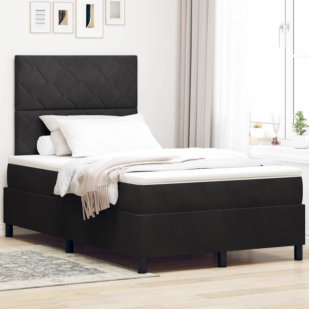 VidaXL Łóżko sprężynowe z materacem Czarny 120 x 200 cm tkanina